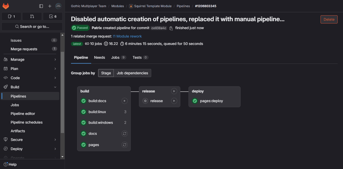 gif showing how to run release job via gitlab ui